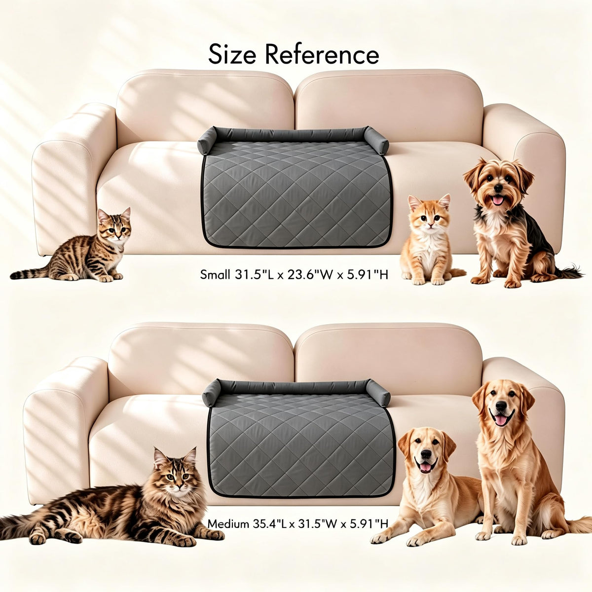 Waterproof cooling dog couch bed with bolster, view 10