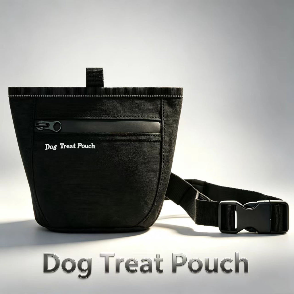 Black waterproof dog treat pouch with waist clip, view 4