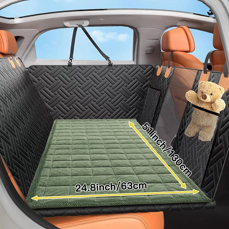 Plaid corduroy dog car seat cover mat for back seat, view 14