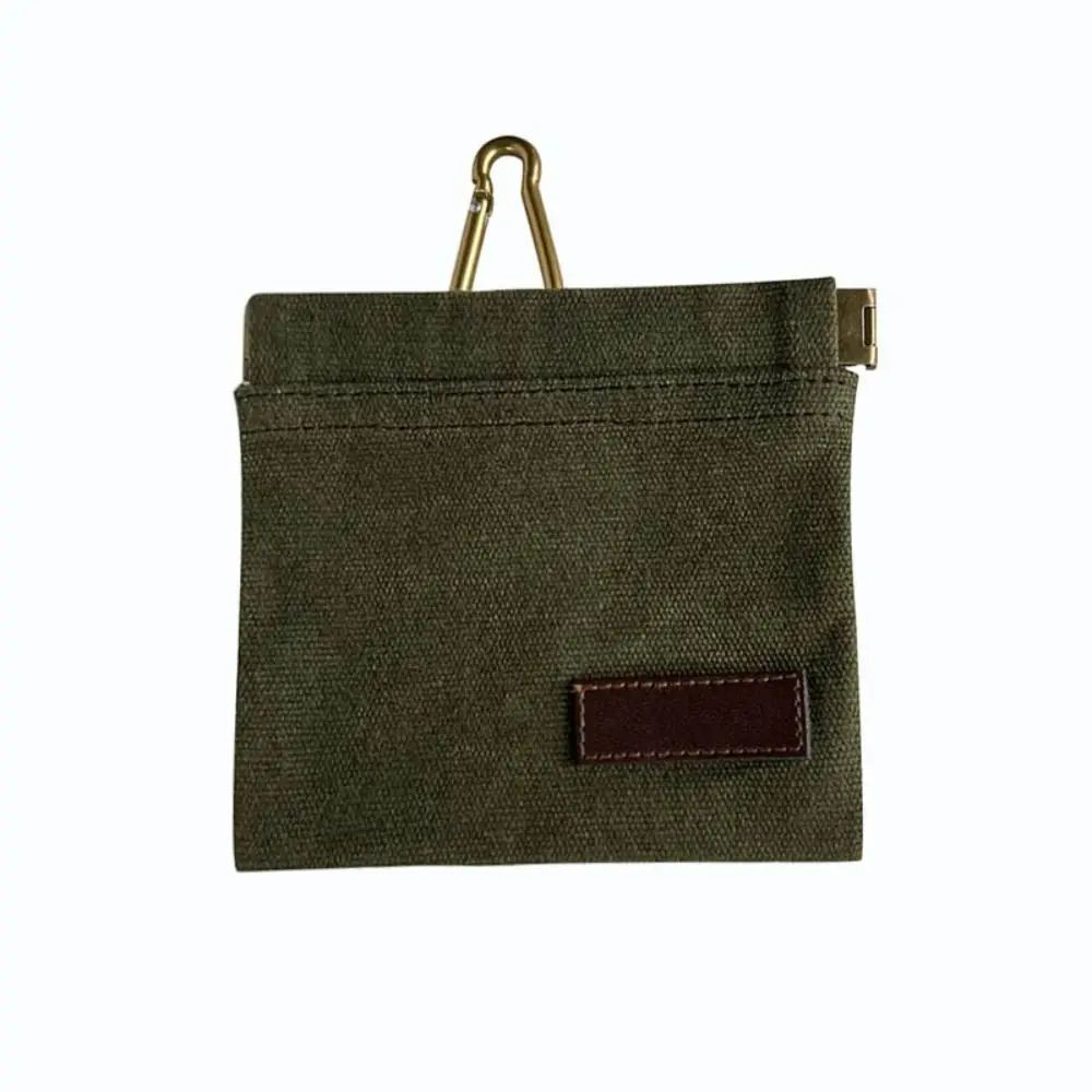 Waxed canvas dog treat pouch with carabiner clip, view 7