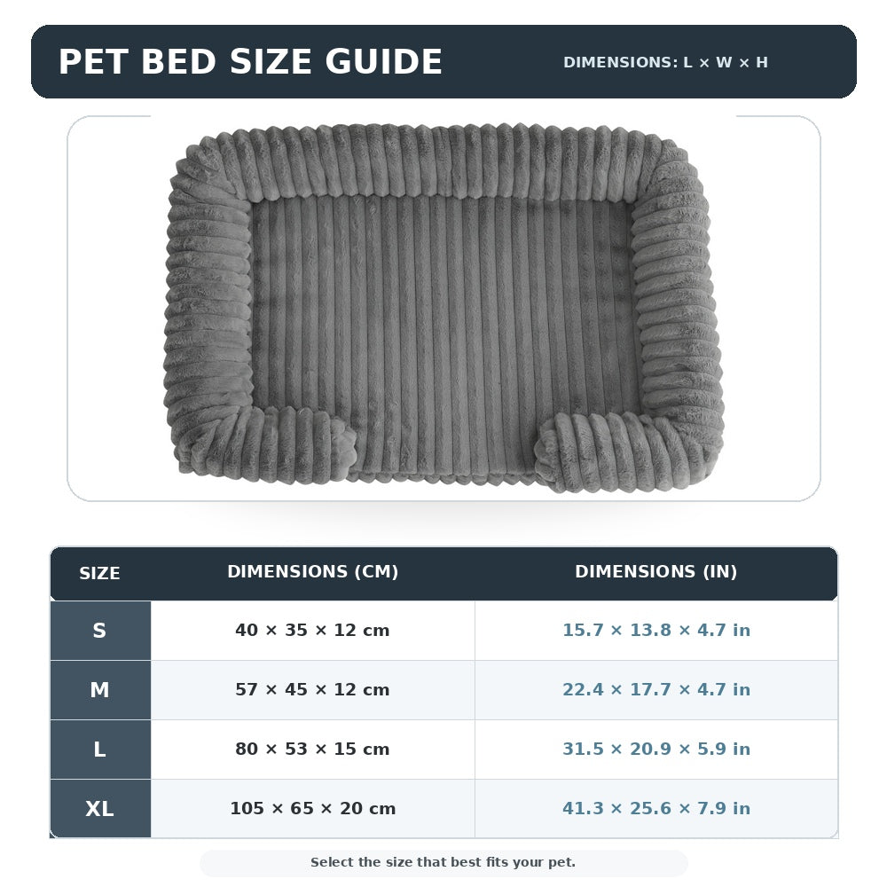 Striped plush bolster calming dog bed, view 11
