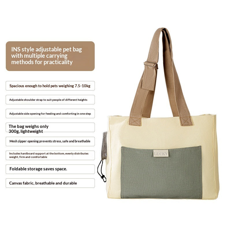 Canvas cat carrier shoulder bag with peek-out opening, view 6