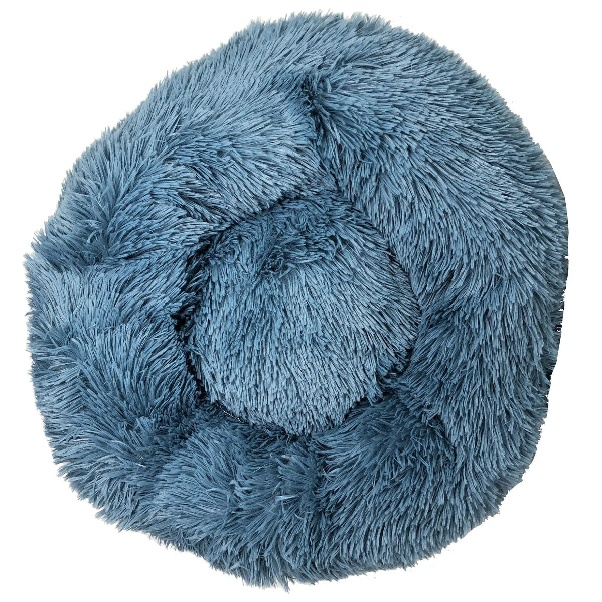Round plush dog bed with raised rim, view 5