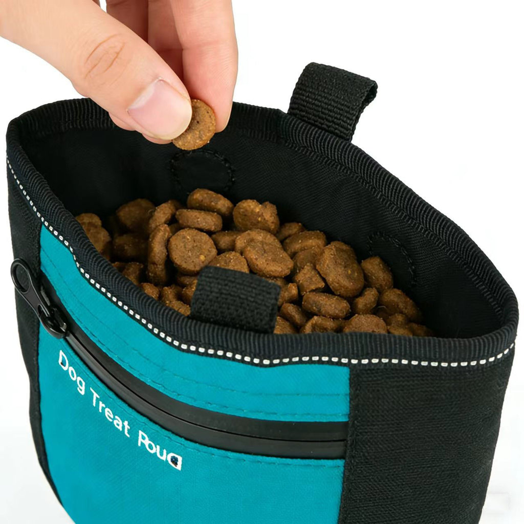 Black waterproof dog treat pouch with waist clip, view 3