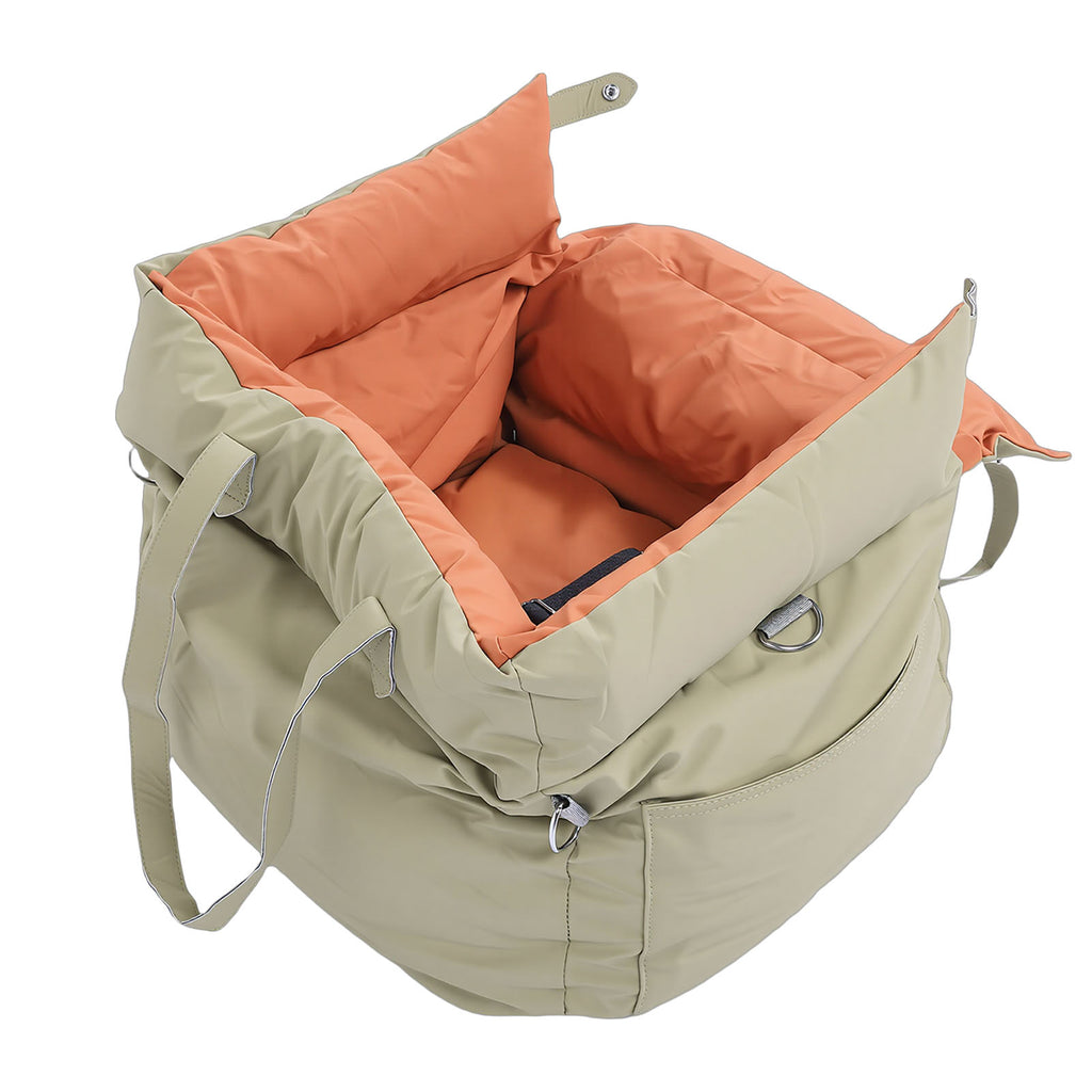 Padded small dog car seat bed with tether, view 4