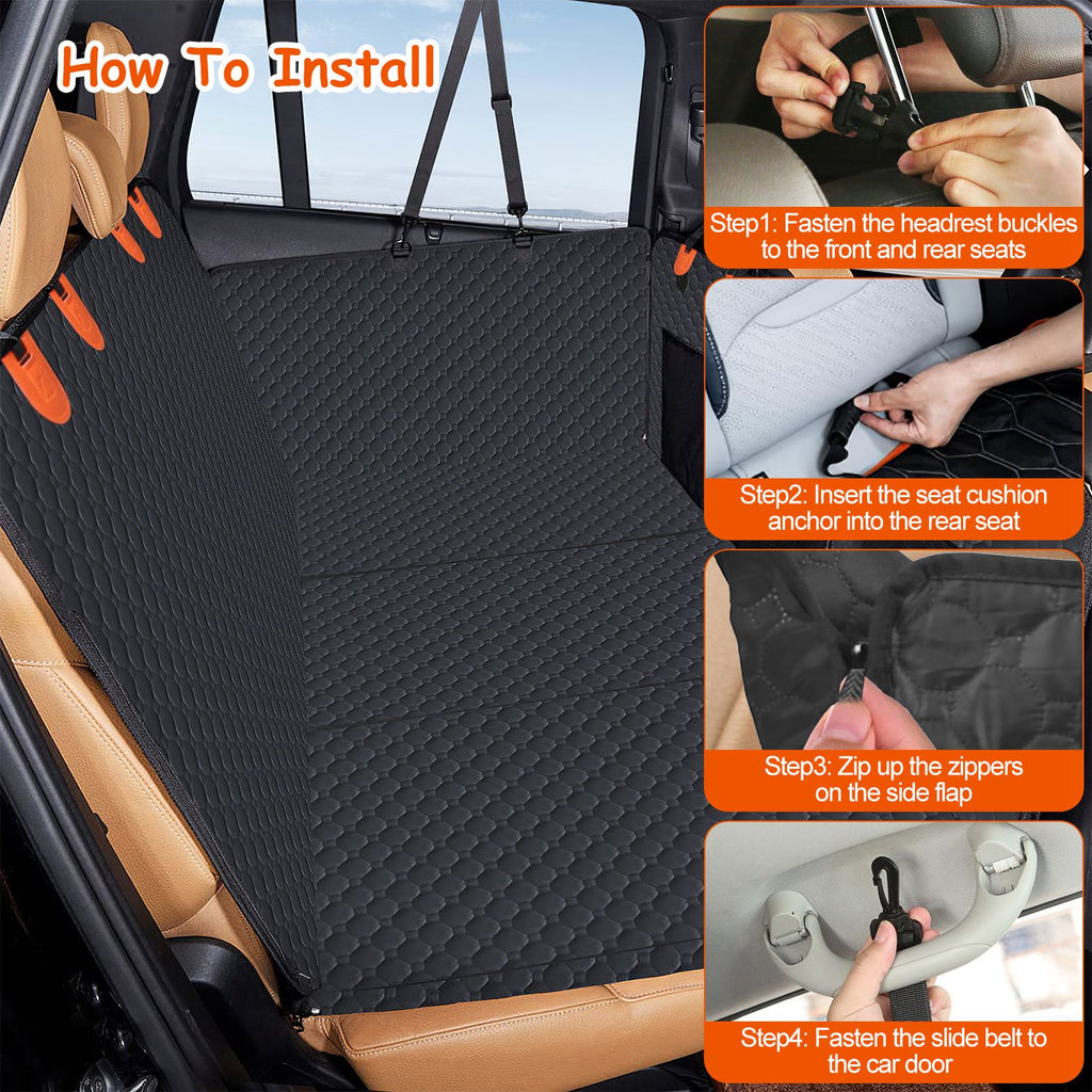 Dog back seat extender with mesh window and firm platform, view 5