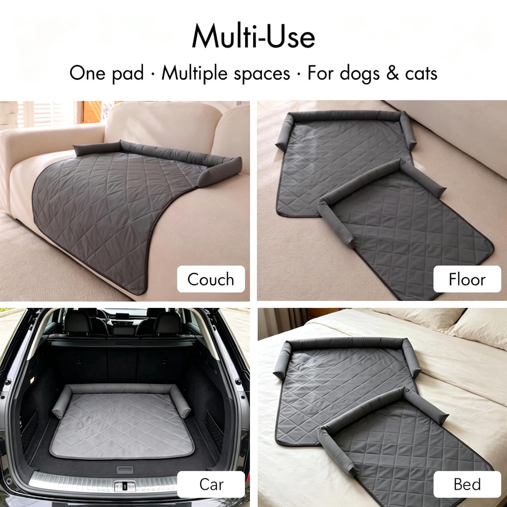 Waterproof cooling dog couch bed with bolster, view 5