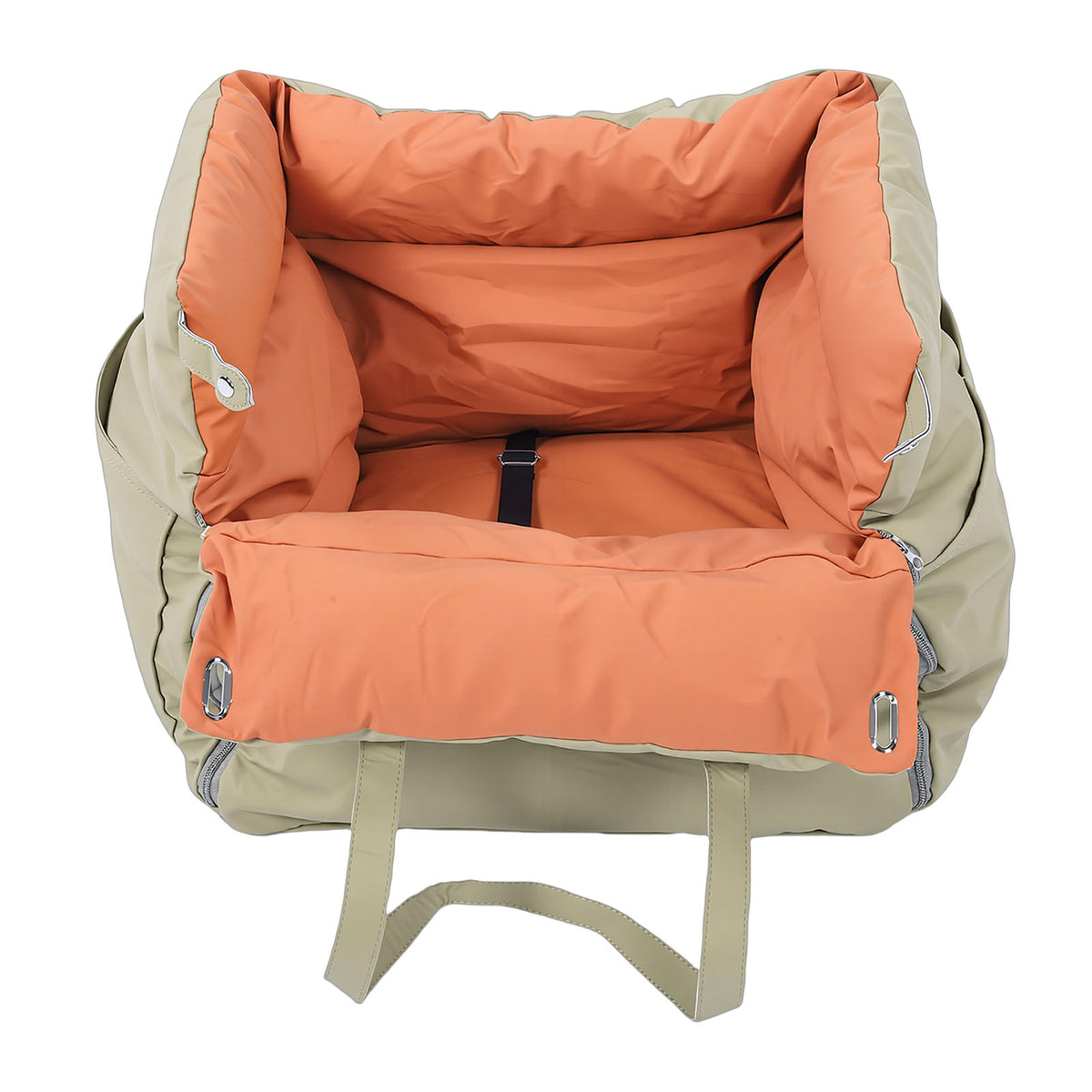 Padded small dog car seat bed with tether, view 3