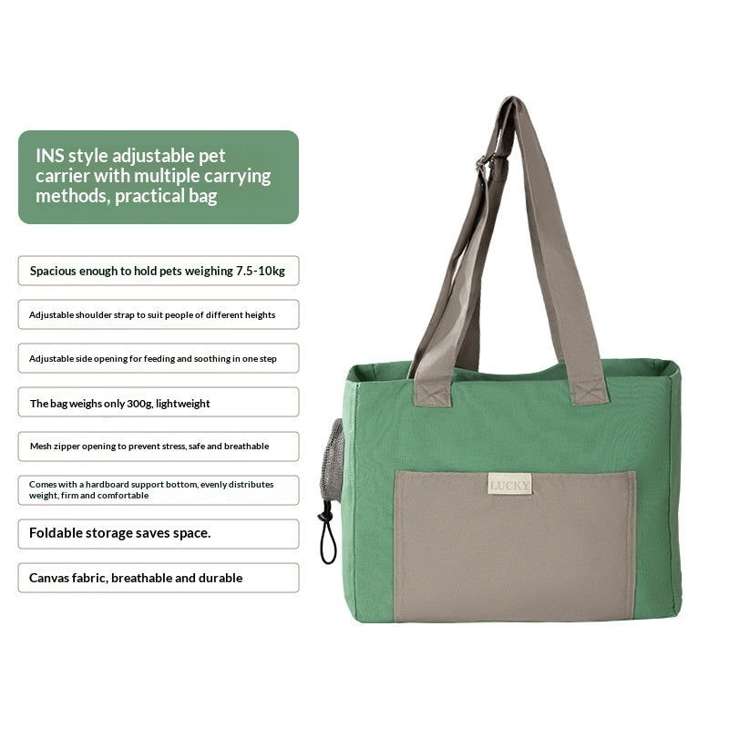 Canvas cat carrier shoulder bag with peek-out opening, view 5