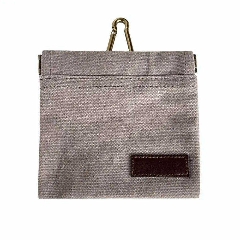 Waxed canvas dog treat pouch with carabiner clip, view 6