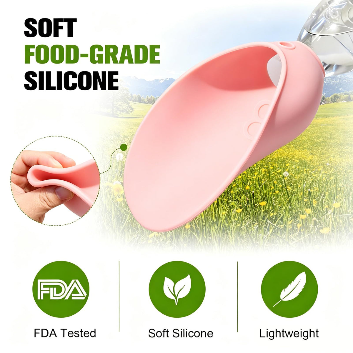 Slip-on silicone dog water bowl for water bottles, view 9