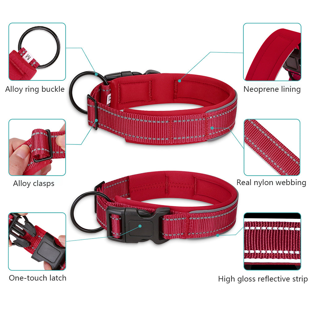 Padded neoprene reflective dog collar, view 9