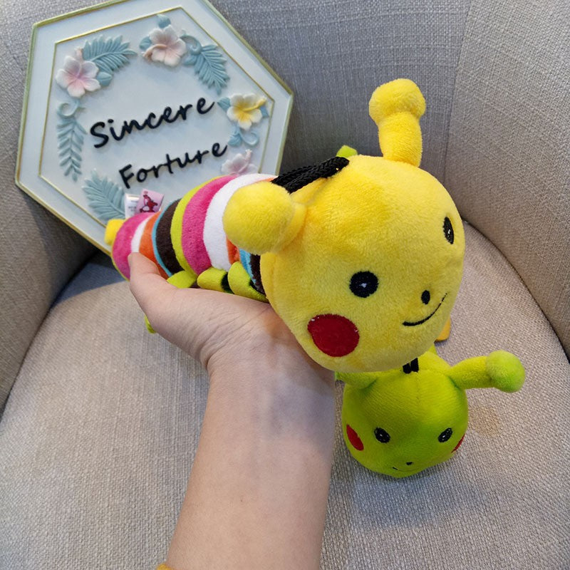 Long squeaky plush caterpillar dog toy, view 8