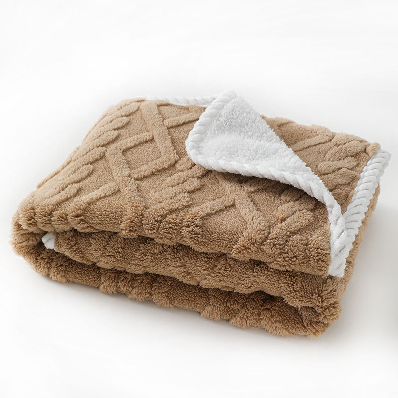 Thick plush cat blanket in neutral earth tones, view 6