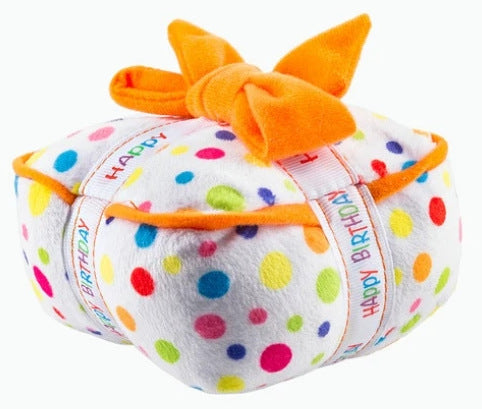 Birthday cake squeaky plush dog toy, view 5