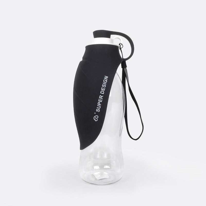 Leaf-shaped dog water bottle with flip-up silicone bowl, view 5