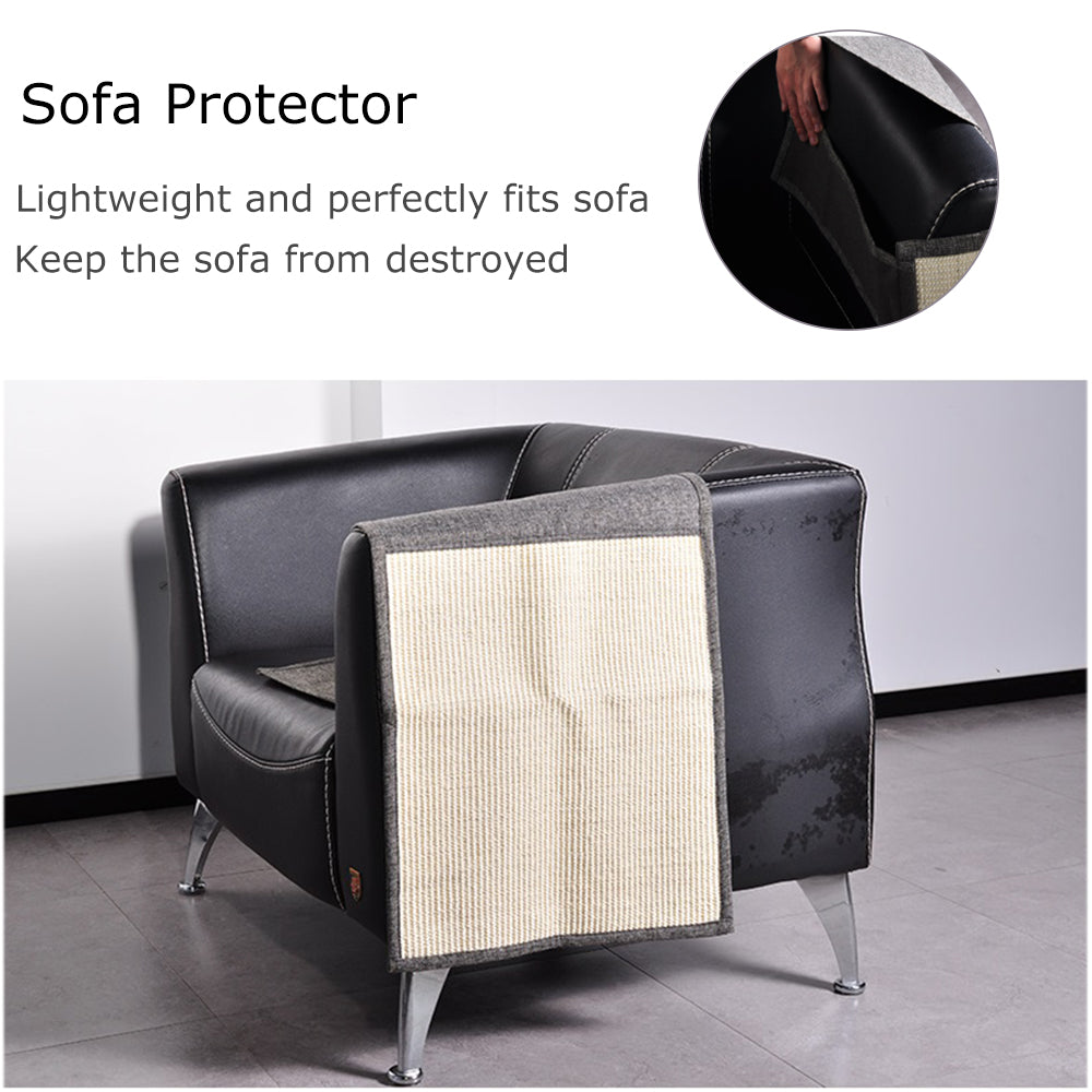 Natural sisal cat scratch pad for sofa armrest, view 3