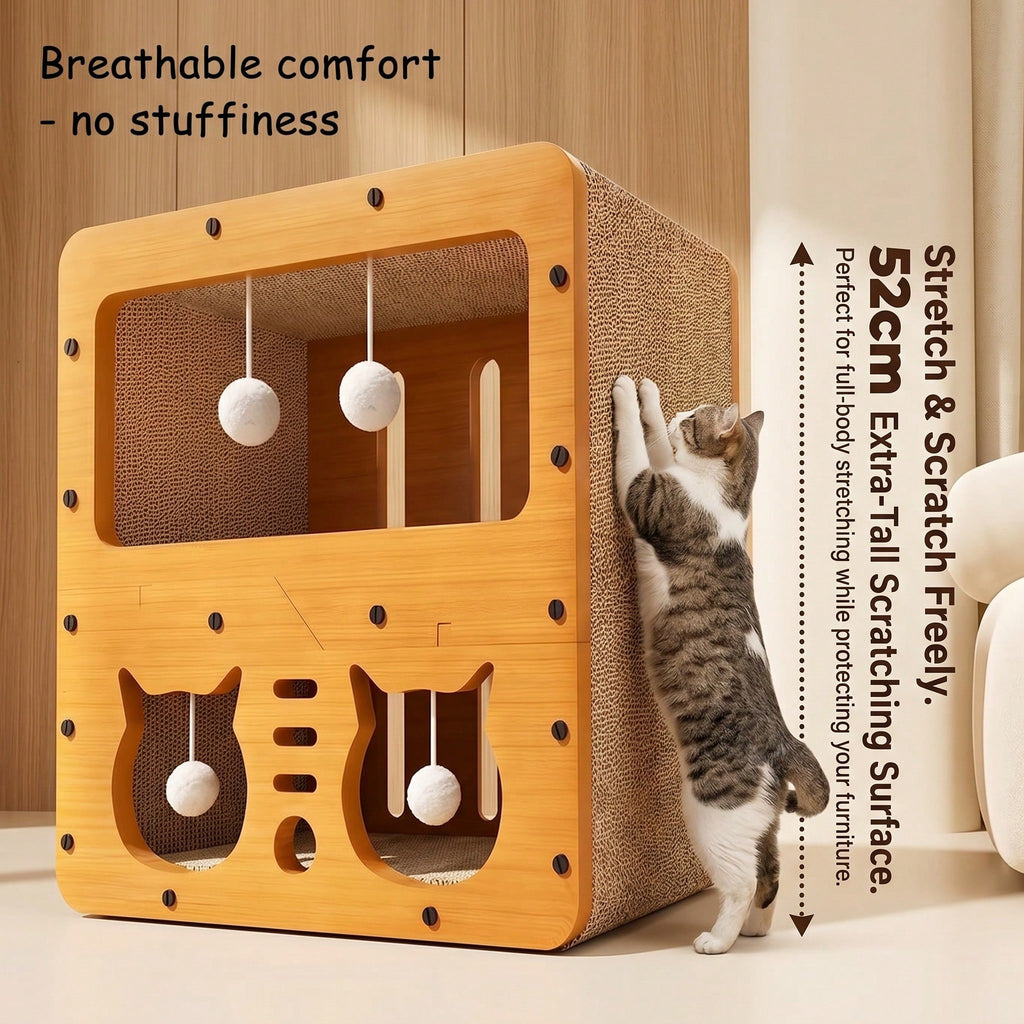 Two-tier cardboard cat house with scratching lounge, view 5