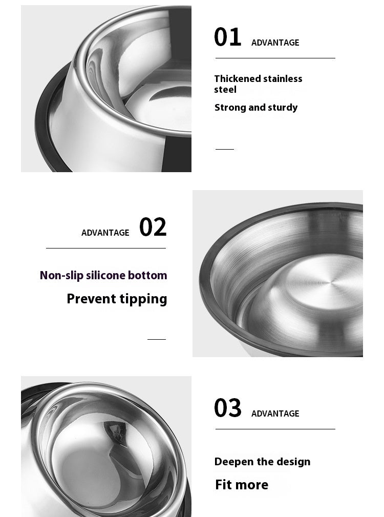 Stainless steel dog bowl with non-slip base, view 3