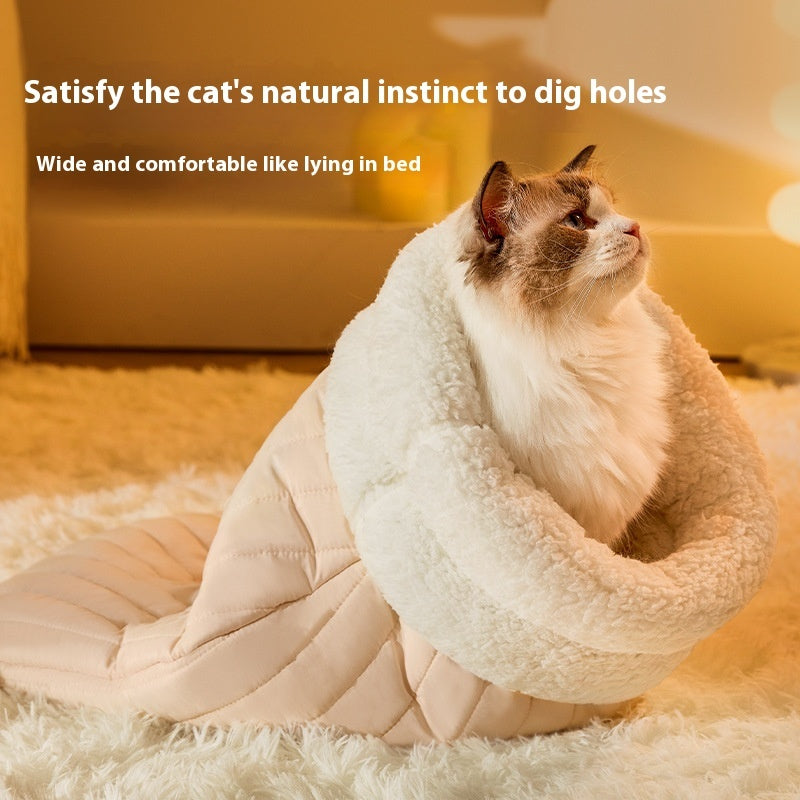 Warm fleece cat sleeping bag pocket nest, view 3