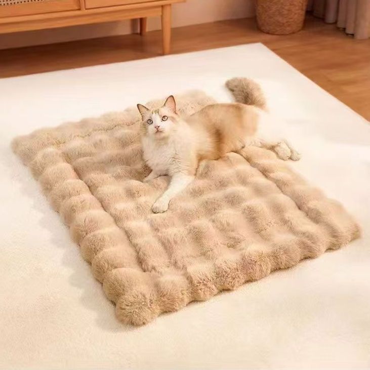 Soft gray washable sleeping pad for dogs and cats, view 2