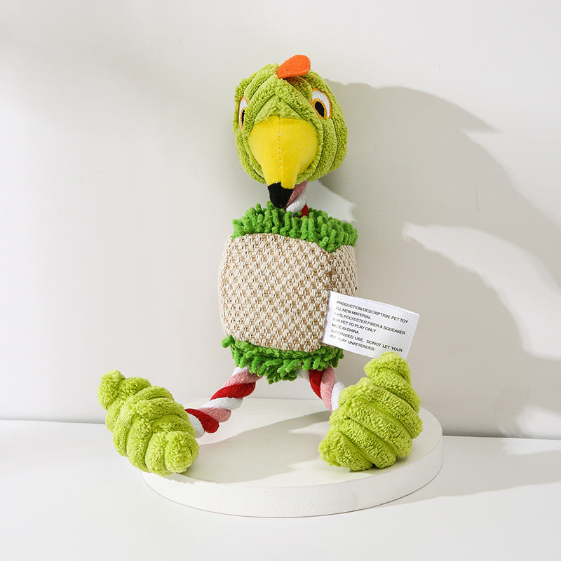 Squeaky corduroy plush animal dog toy, view 14