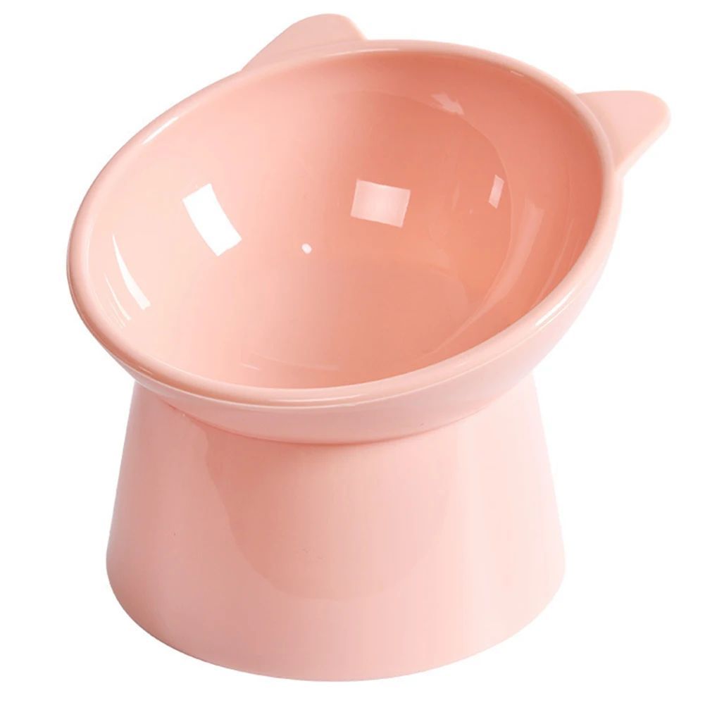 Tilted elevated cat food bowl with raised base, view 4