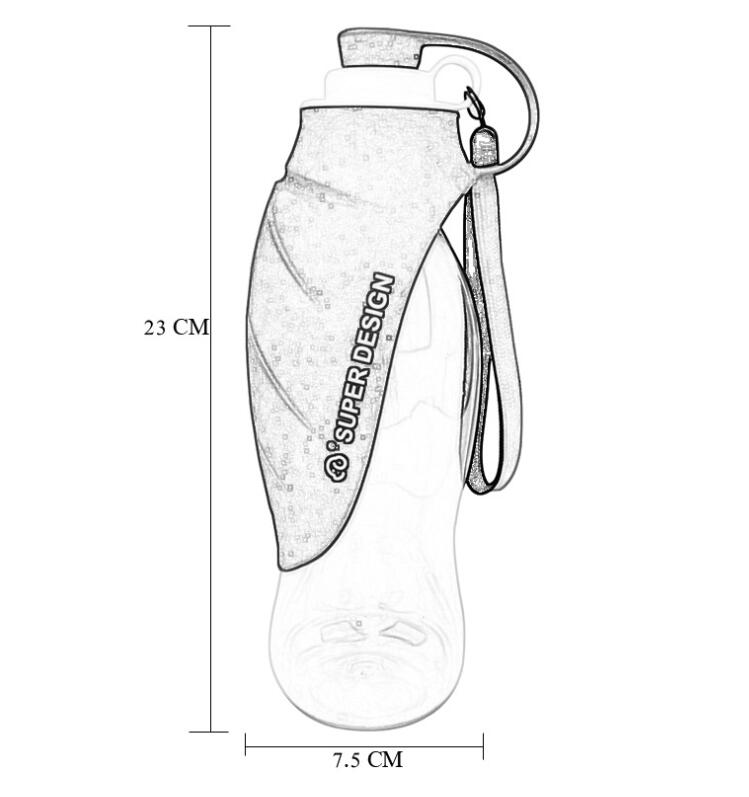 Leaf-shaped dog water bottle with flip-up silicone bowl, view 9