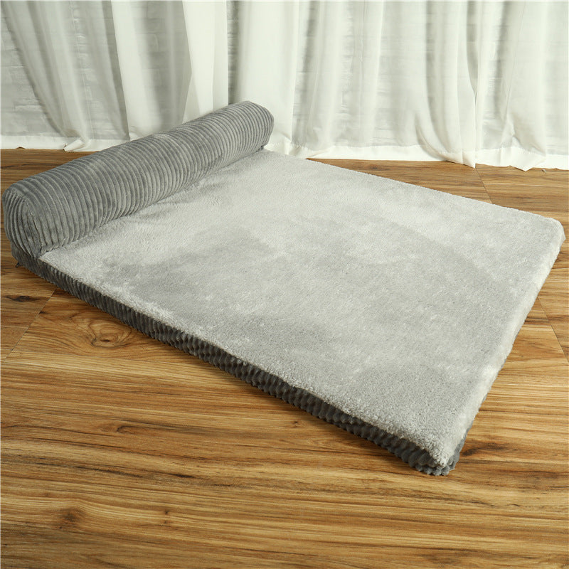 Low-profile corduroy dog sofa bed with sponge padding, view 9