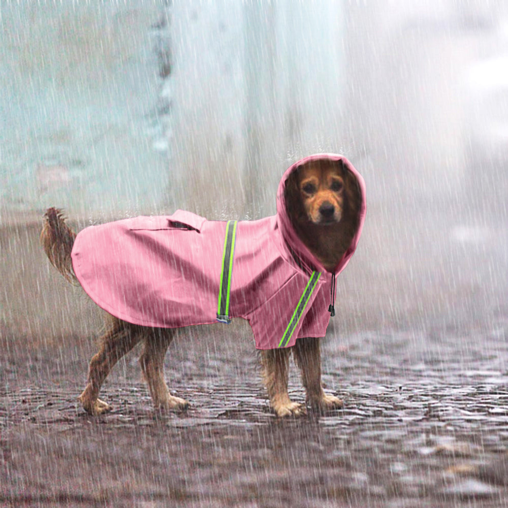 Hooded reflective waterproof dog raincoat, view 5