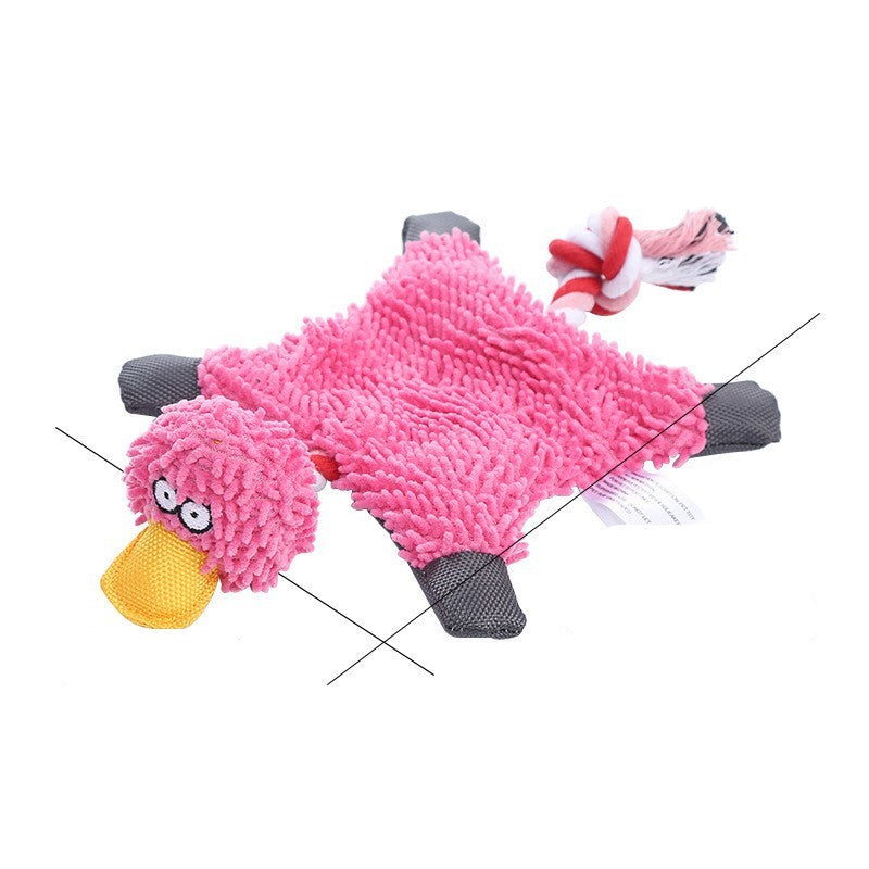 Squeaky corduroy plush animal dog toy, view 4