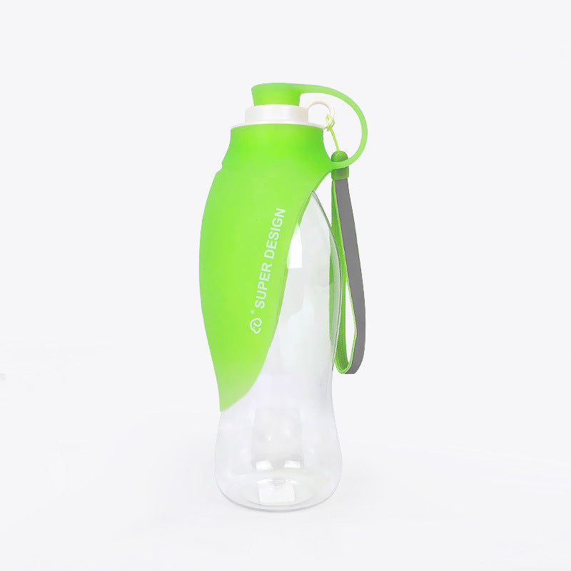 Leaf-shaped dog water bottle with flip-up silicone bowl, view 12