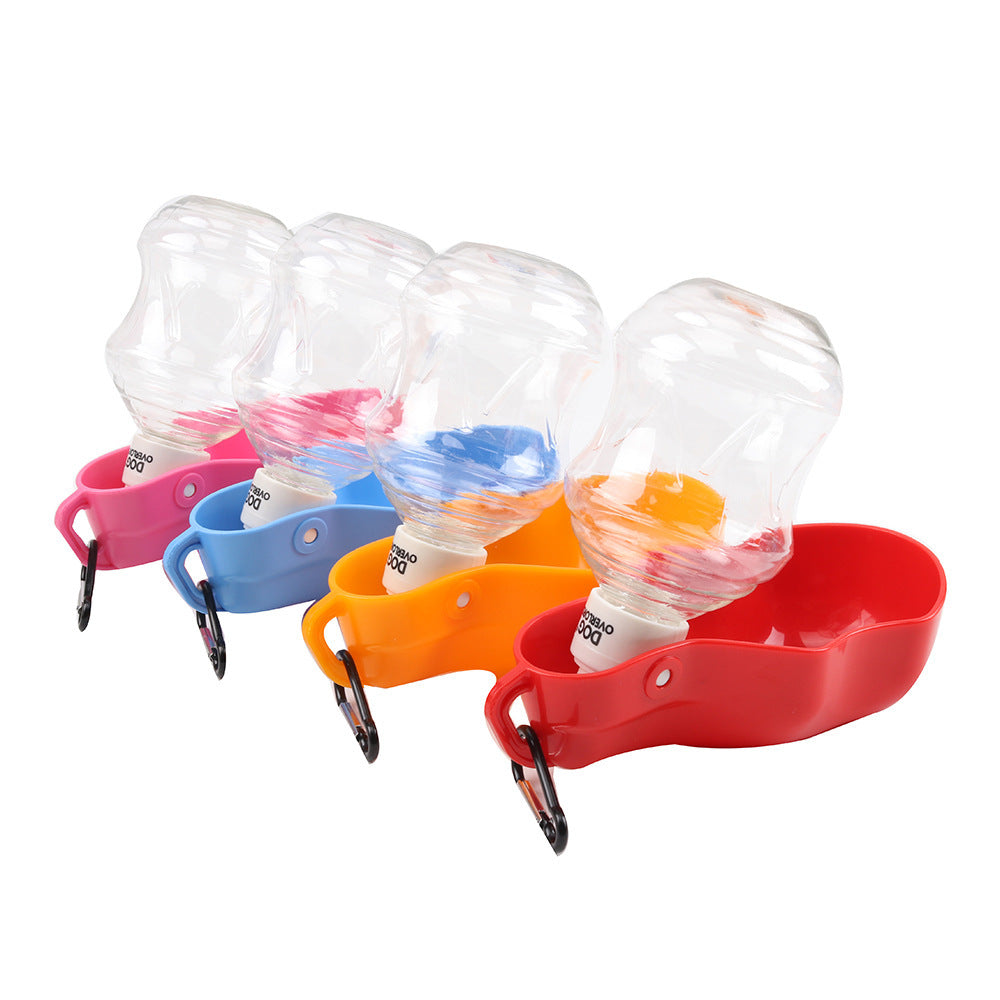 Clip-on dog travel water bottle with drinking trough, view 5
