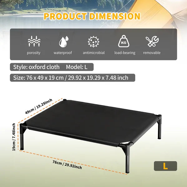 Raised Oxford fabric dog cot bed, view 5
