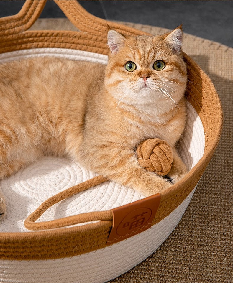 Woven rattan-style cat nest bed, view 5