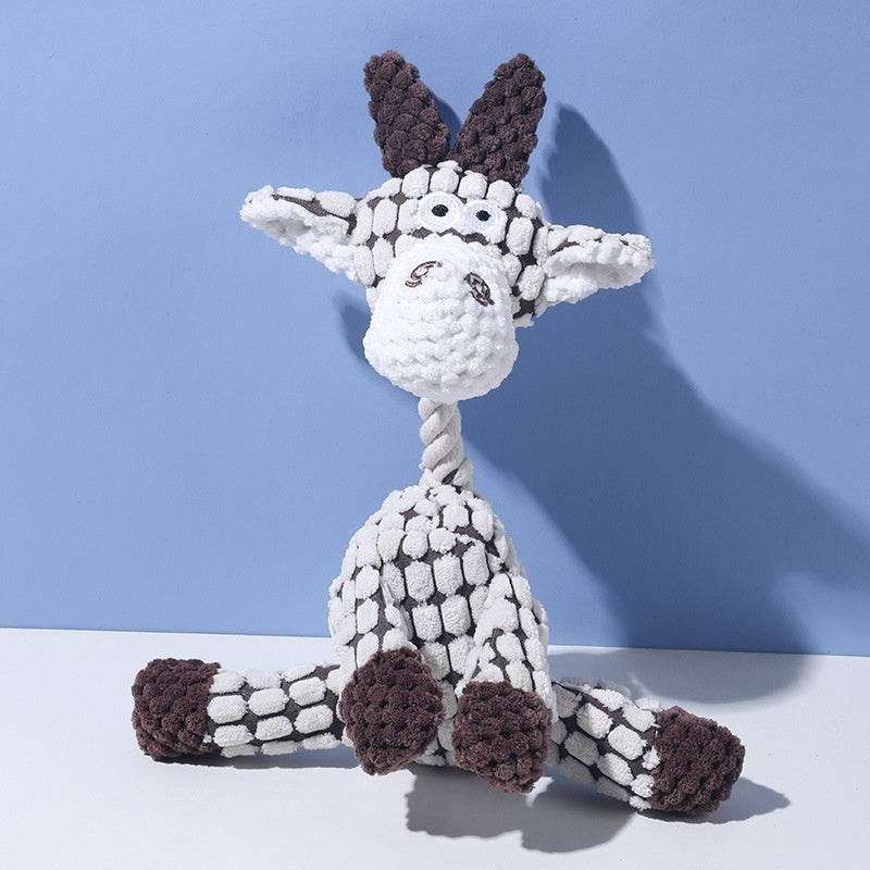 Plaid crinkle squeaky plush animal dog toys, view 4