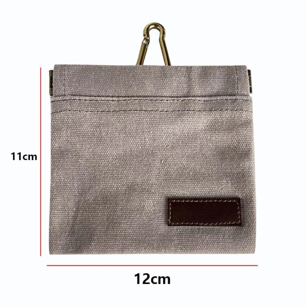 Waxed canvas dog treat pouch with carabiner clip, view 5
