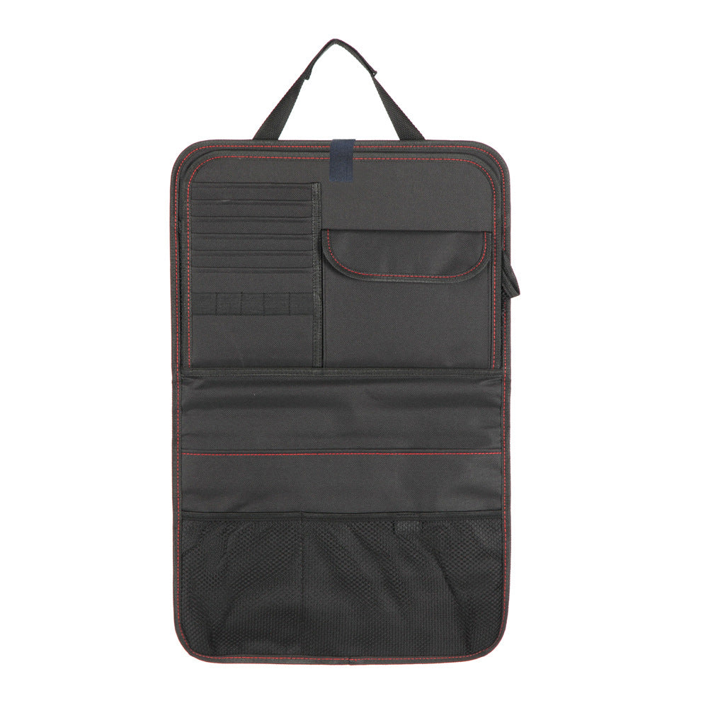 Car backseat organizer with fold-down tray and pockets, view 6