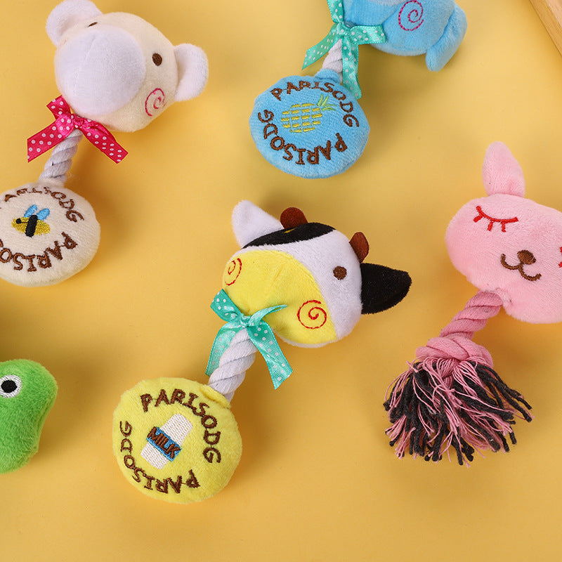 Small squeaky plush animal dog toys for puppies, view 2