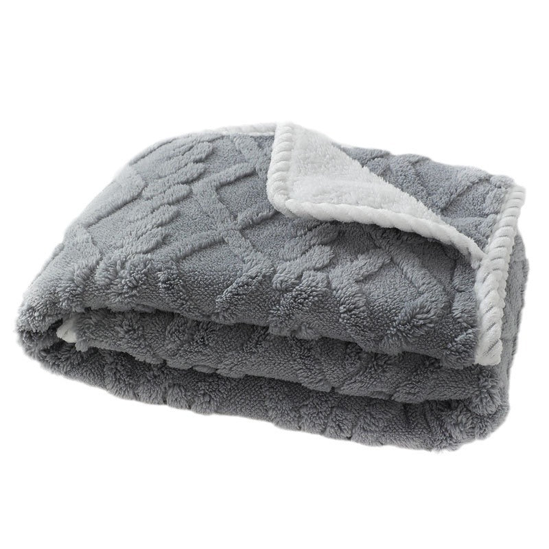 Thick plush cat blanket in neutral earth tones, view 4
