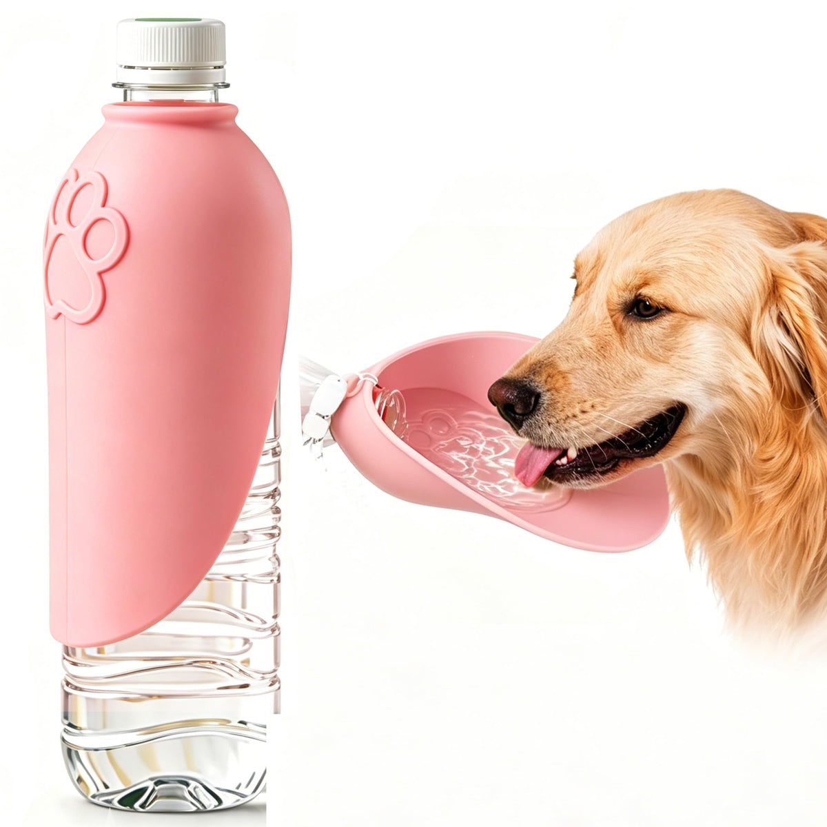 Slip-on silicone dog water bowl for water bottles, view 5