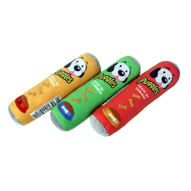 Machine washable squeaky plush roll dog toy, view 8