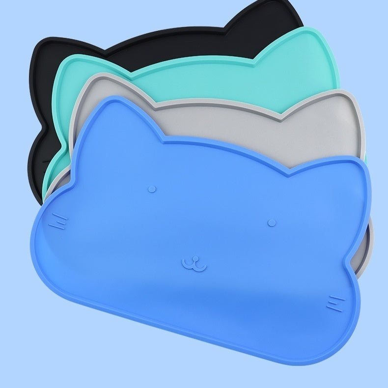 Waterproof silicone dog bowl mat with raised edges, view 2