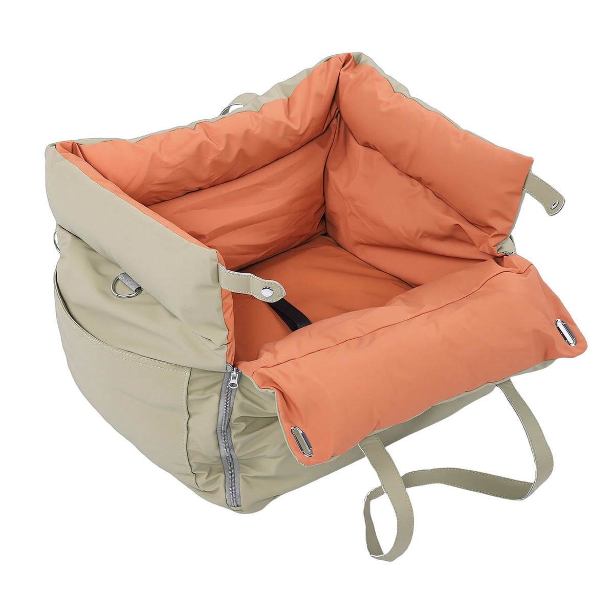 Padded small dog car seat bed with tether, view 5