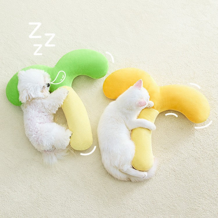 Curved plush dog neck pillow for crates and beds, view 9