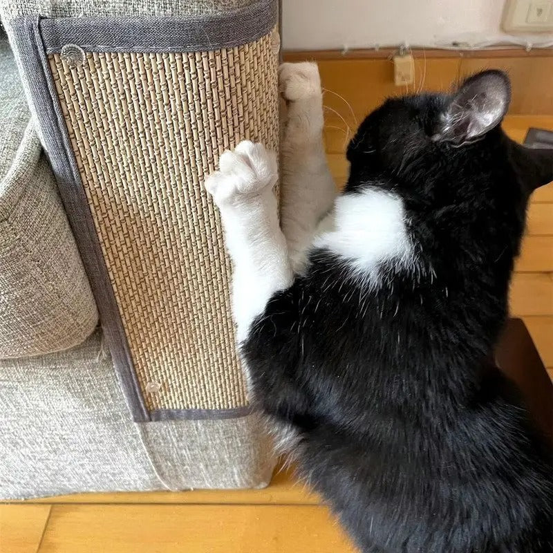 Woven bamboo cat scratch mat for sofa and wall, view 3