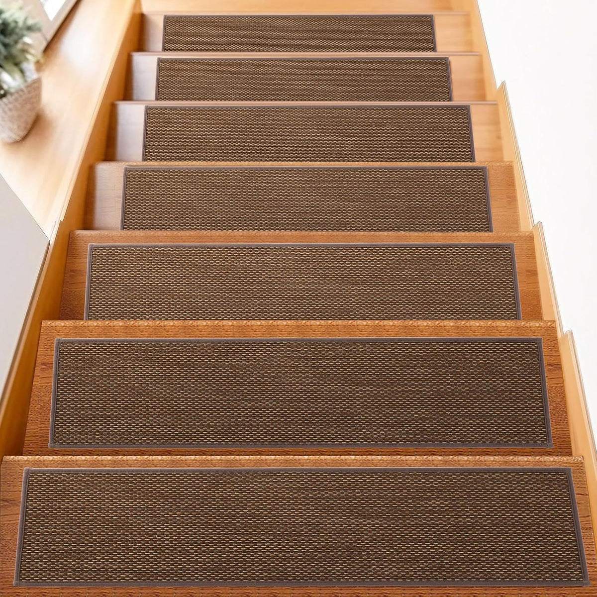 Linen-look non-slip stair tread mats for pets, view 4