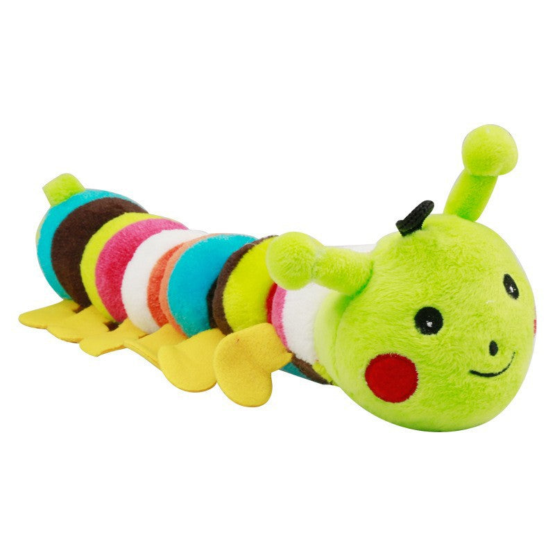 Long squeaky plush caterpillar dog toy, view 7