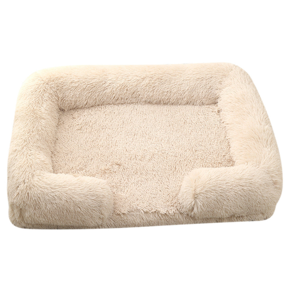 Plush rectangle dog bed with bolster sides, view 7