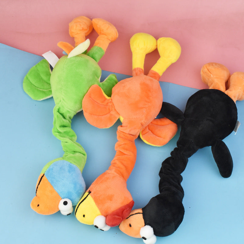Long floppy squeaky plush chicken dog toy, view 2